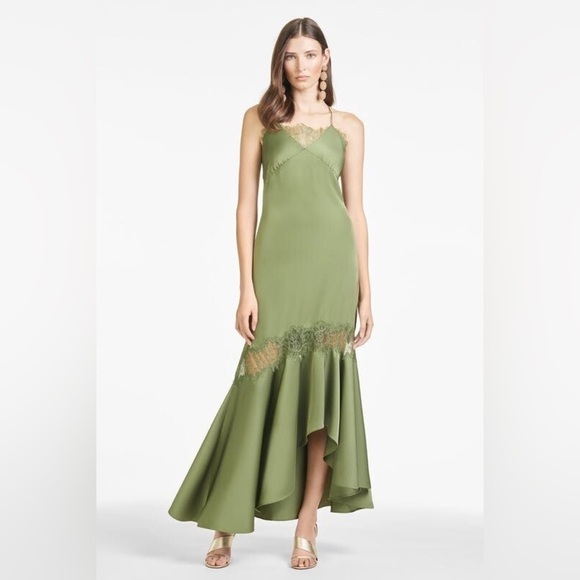 New! SACHIN + BABI x Anthropologie Candace Satin Lace Slip Dress 💚 0 and 4 NWT!! - Picture 2 of 16